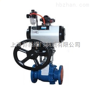 Q641F46氣動帶手動襯氟球閥